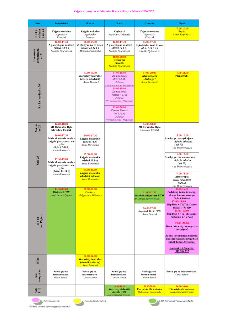 Plan zajęć