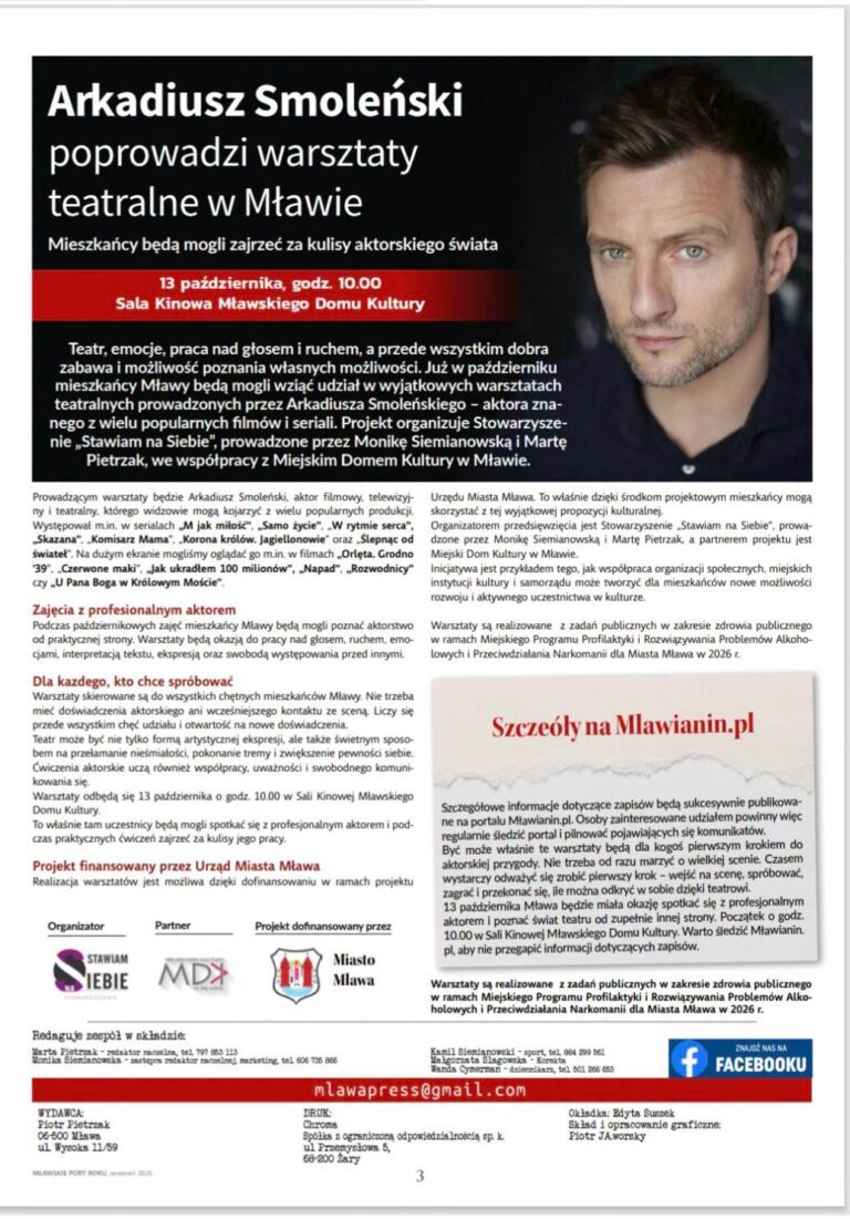 Warsztaty teatralne z aktorem Arkadiuszem Smoleńskim